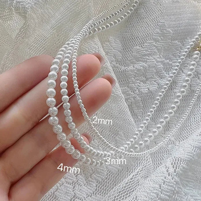 2026 Fine Round Glass Pearl Necklace with Zinc Alloy Thin Clavicle Chain