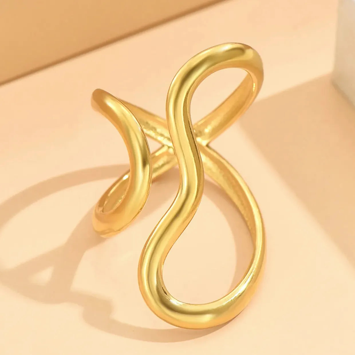 Stainless Steel Irregular Geometric Open Chain Ring for Women Punk Fashion Jewelry