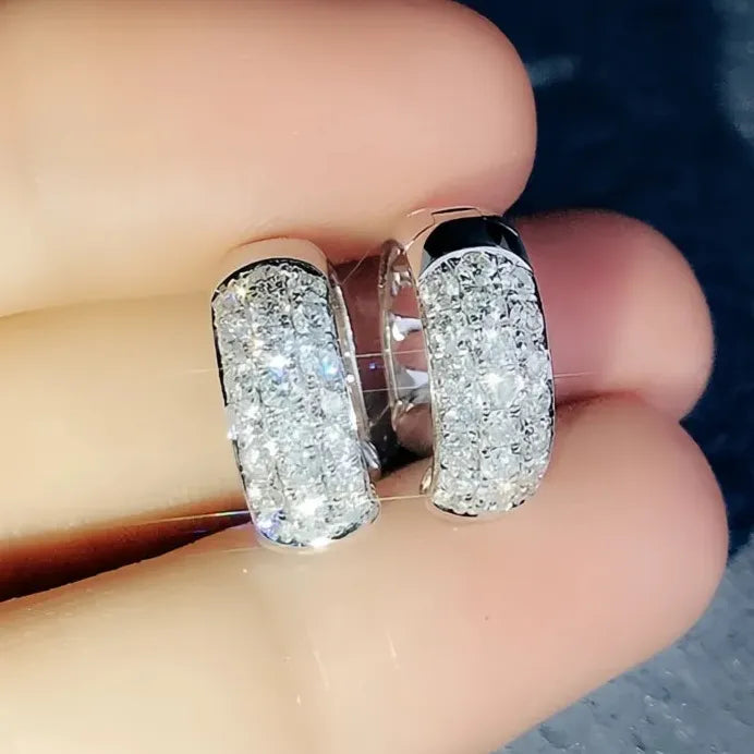 Geometric Sparkling CZ Hoop Earrings for Women Everyday Gift