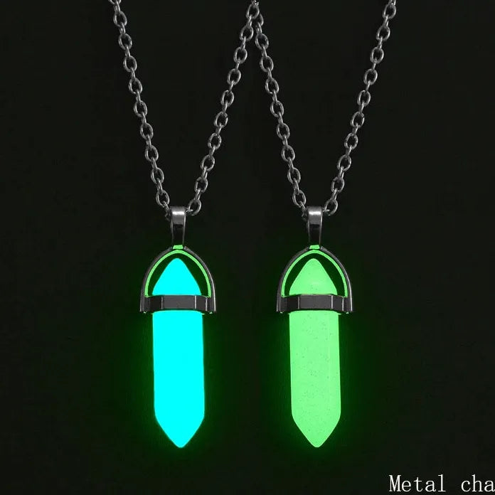 Hippie Glow in Dark Heart Star Pendant Necklace for Men Women Trendy Jewelry