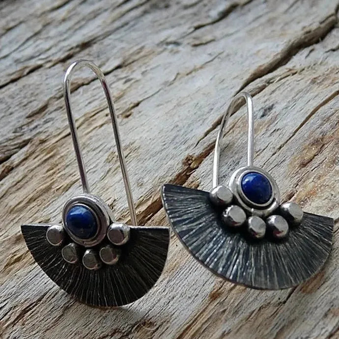 Vintage Fan-Shaped Flower Wreath Zinc Alloy Earrings for Women Daily Jewelry