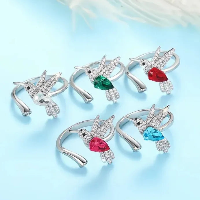 Bird Cocktail Ring for Women with Shiny Cubic Zirconia Brass Jewelry
