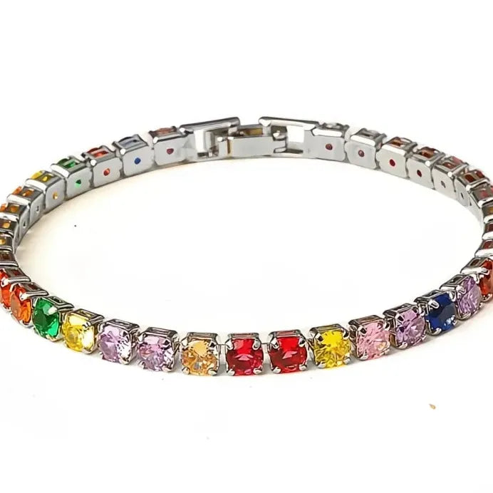 Elegant Women's Cubic Zirconia Link Chain Bracelet Gift Jewelry