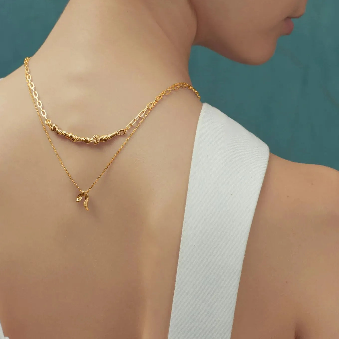 18K Gold Plated Copper Bowknot Necklace for Women Cubic Zirconia Choker Gift