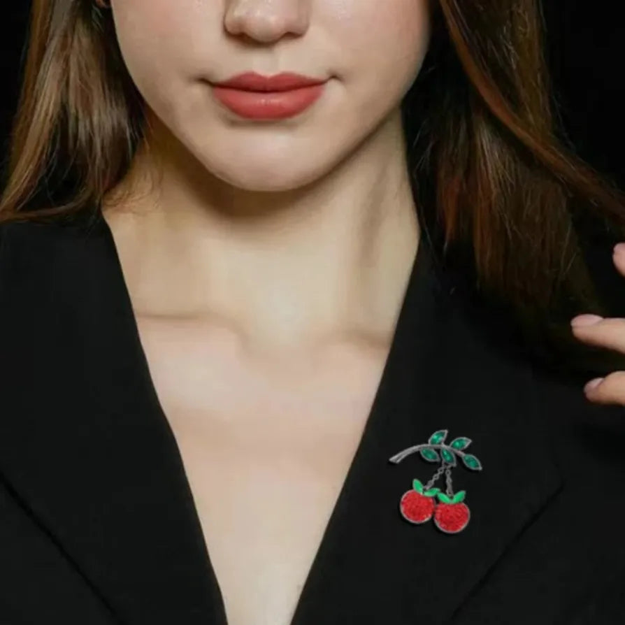 Classic Cherry Fruit Brooch for Men and Women Elegant Gift Accessory