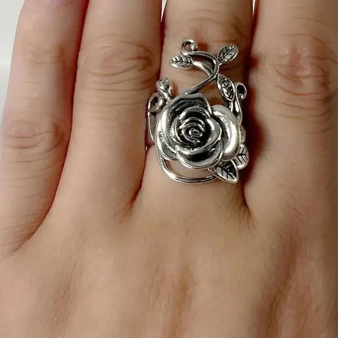 Japanese Korean Personalized Retro Rose Ring Zinc Alloy Fashion Jewelry
