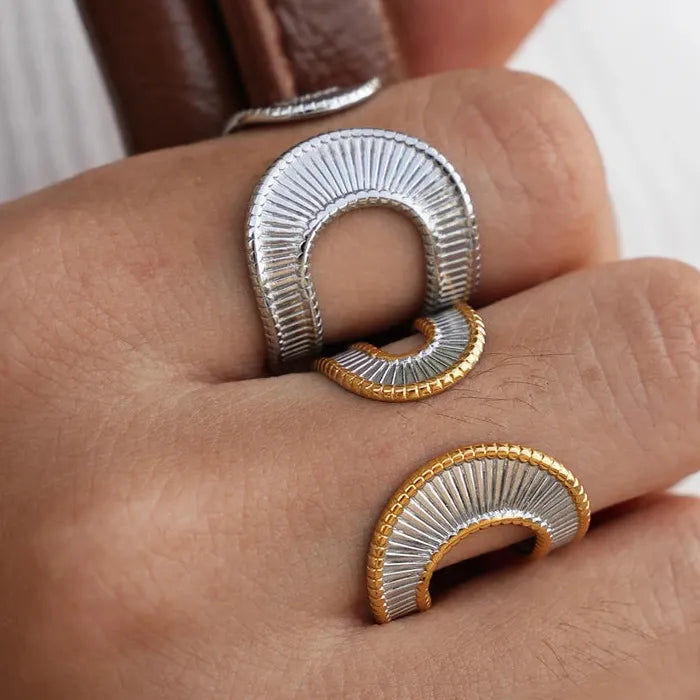 Adjustable Stainless Steel Geometric Open Ring Gold Charm for Men Women Jewelry