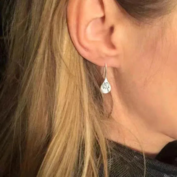 Silver 2021 Dandelion Drop Earrings for Women Handmade Zinc Alloy Jewelry