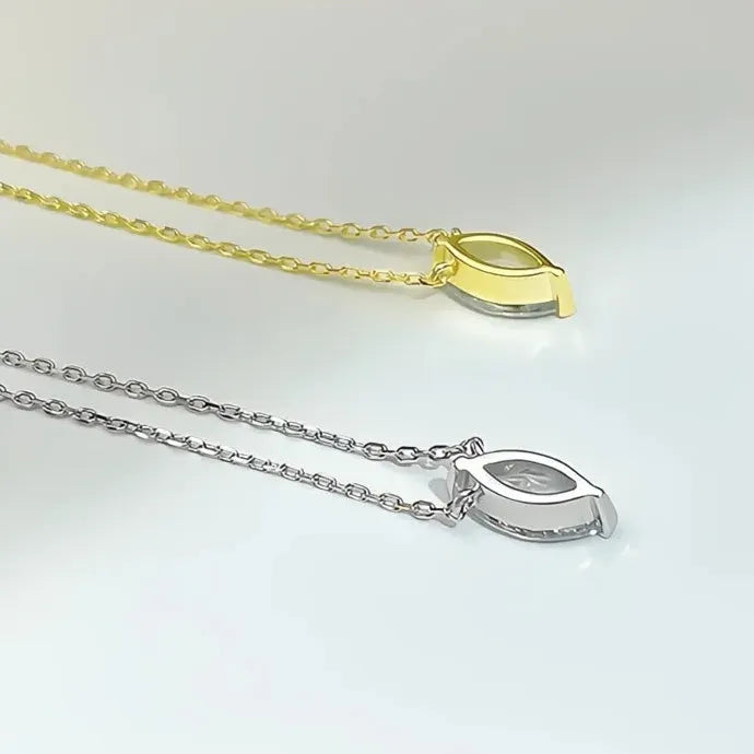 Marquise CZ Pendant Necklace Women Minimalist Brass Wedding Jewelry