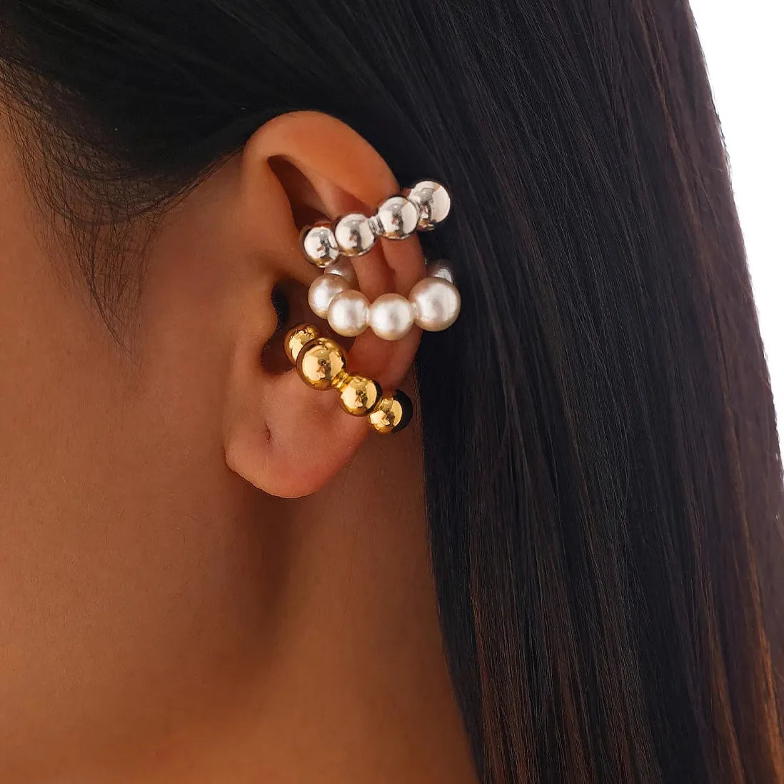 4Pc Vintage Geometric Clip Earrings Women Trendy C Shape Ear Cuff Jewelry