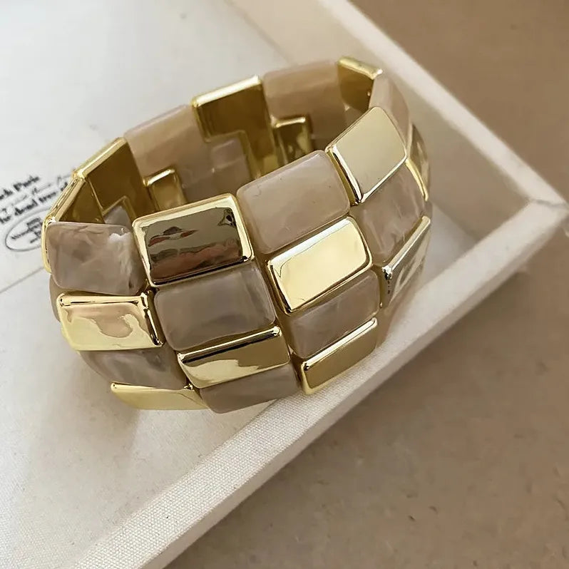 Acrylic Square Splicing Geometric Round Bangles for Women Simple Fashion Jewelry Bracelet