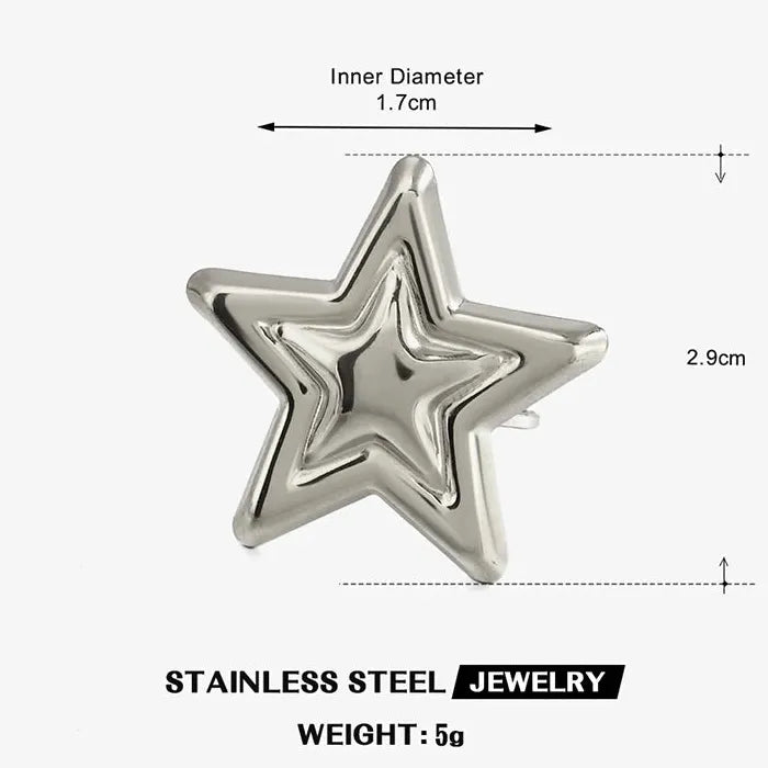 Adjustable Stainless Steel Star Moon Geometric Ring for Women Gift