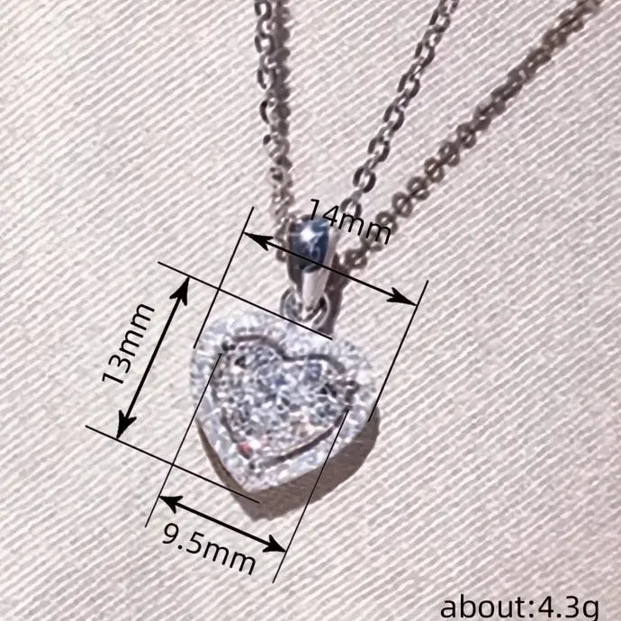 Sweet Heart Pendant Necklace Copper Alloy CZ Romantic Wedding Gift