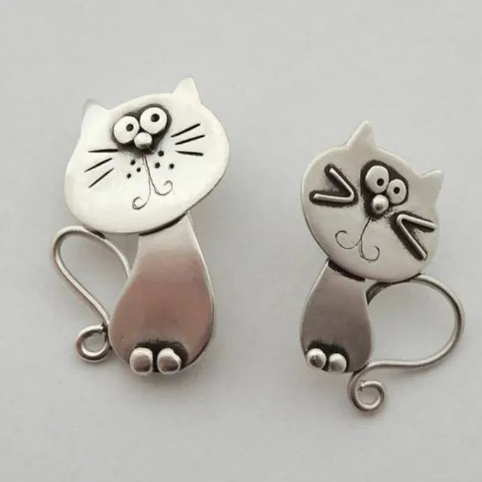 Cute Cat Design Metal Earrings for Women Simple Fashionable Zinc Alloy