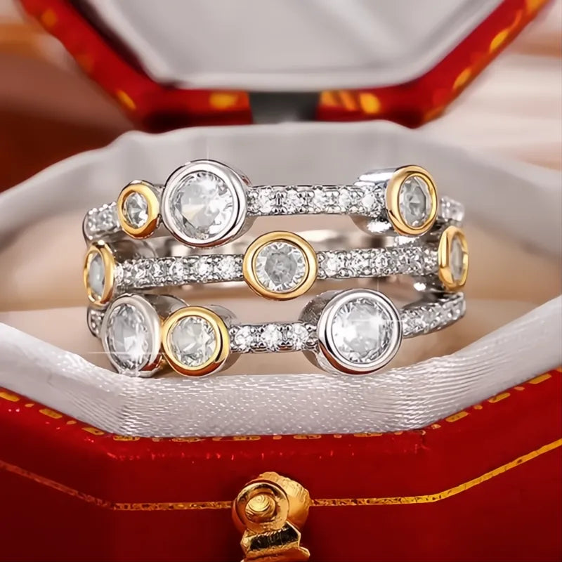 Fashion Cross Female Finger Ring Cubic Zirconia Brass Jewelry Party Gift Stylish Accessory