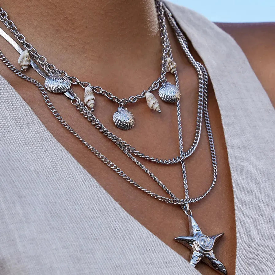 Stainless Steel Punk Lava Starfish Pendant Necklace Gothic Choker Gift Women