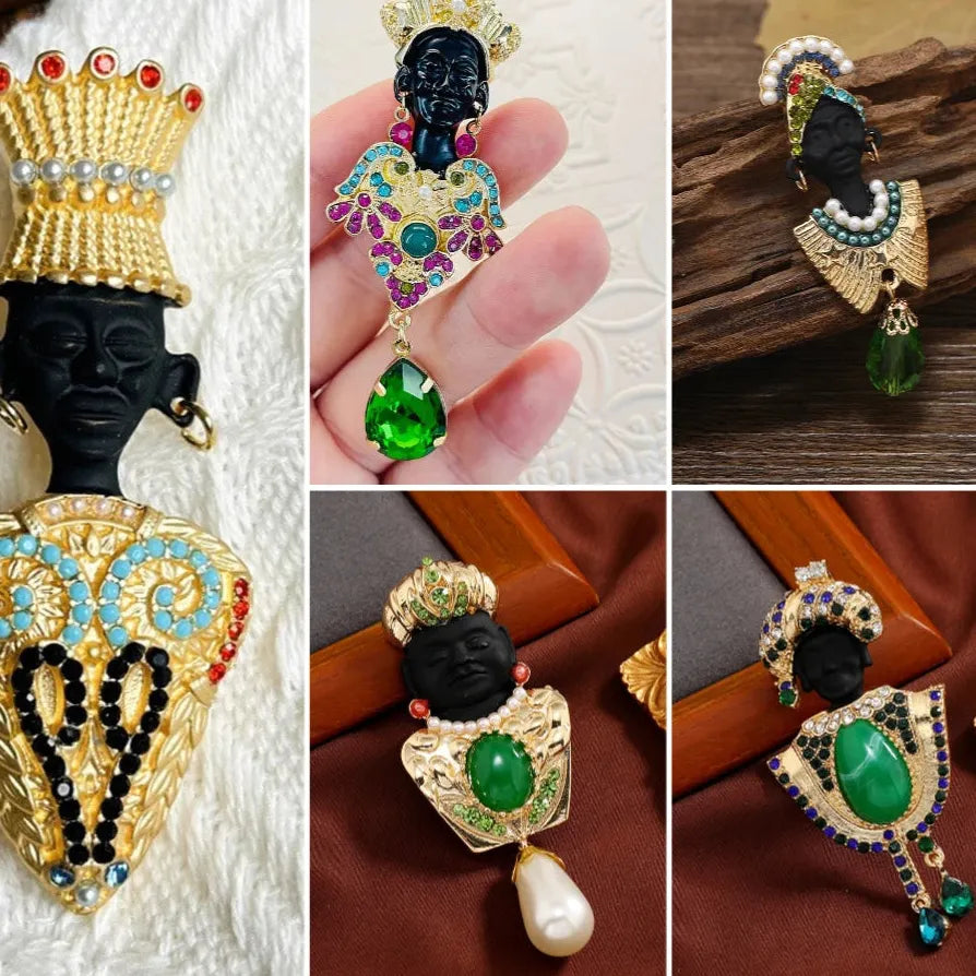 Vintage Luxury Ancient Egyptian Black Moor Classic Brooch for Women