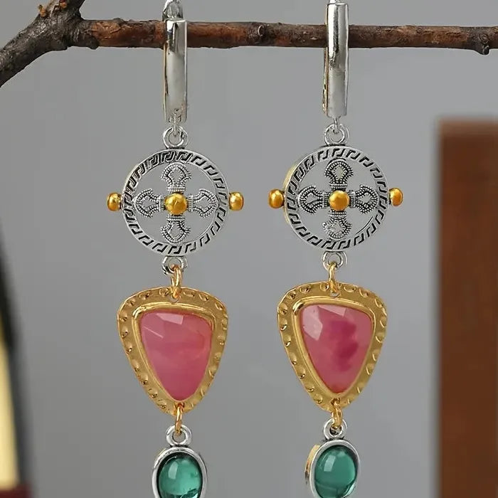Vintage Ethnic Style Zinc Alloy Carved Pattern Drop Earrings for Women Banquets