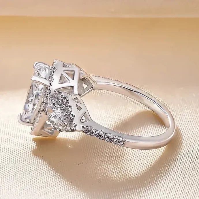 Women's Geometric Cubic Zirconia Brass Wedding Engagement Ring