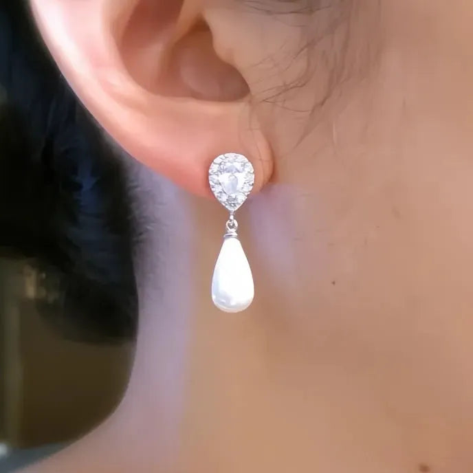 Water Drop Simulated Pearl Dangle Earrings for Women Fashion Wedding Party Jewelry
