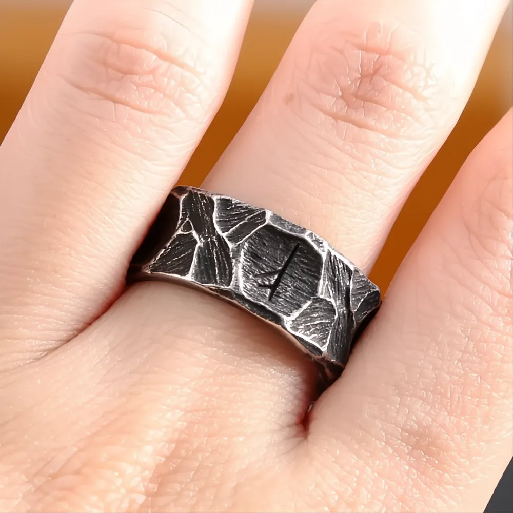 Vintage Nordic Viking Rune Stainless Steel Rings for Men Women Punk Biker Couple Jewelry Gift Amulet