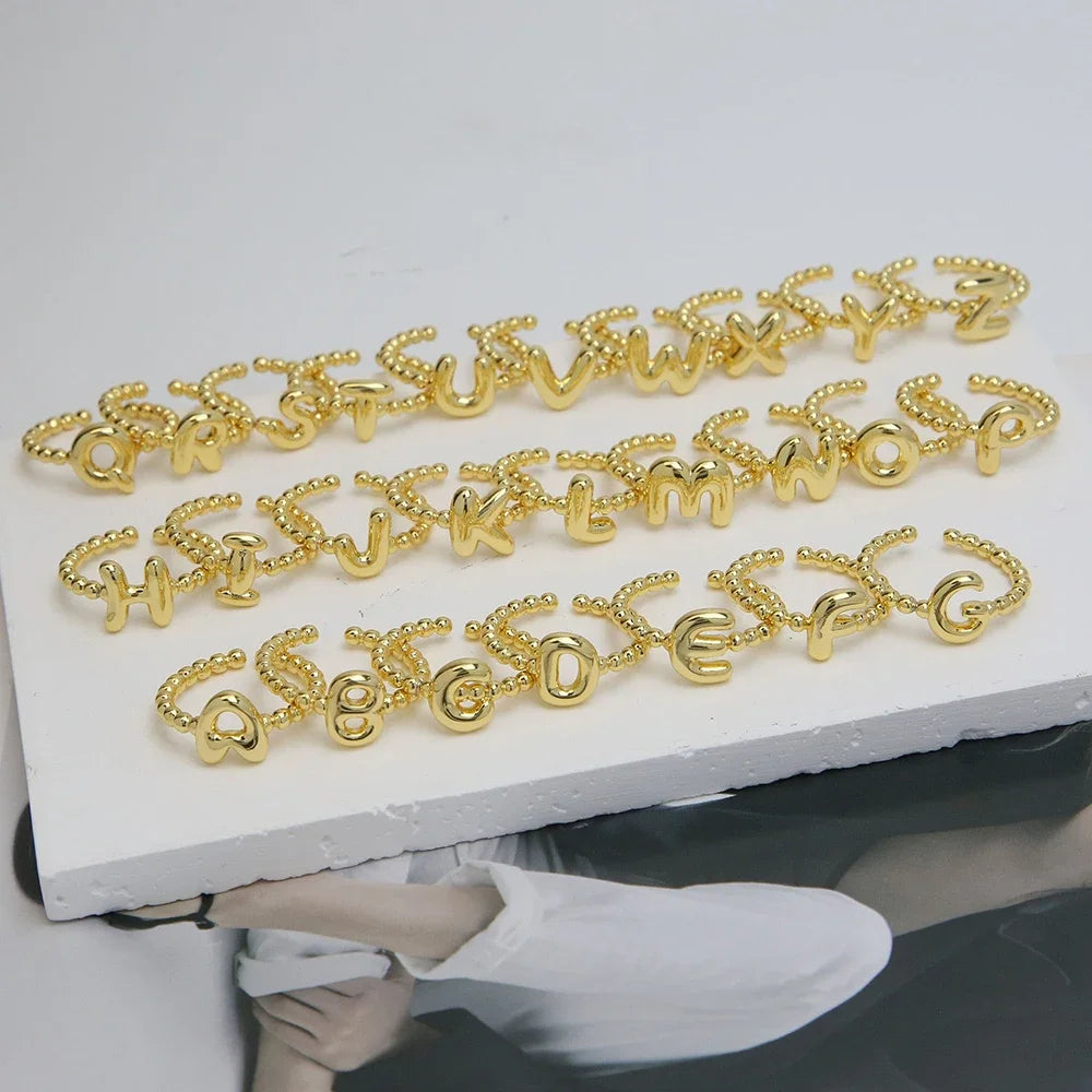 18k Gold Plated Stainless Steel Alphabet Initial Knuckle Ring A-Z Party Gift