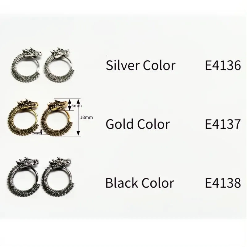 Personality Chinese Dragon Hoop Earrings for Men Women Metal Hip Hop Loong Jewelry