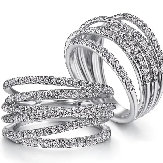 Brass Zirconia Pave Cross Wedding Band Luxury Fashion Ring Gift for Her