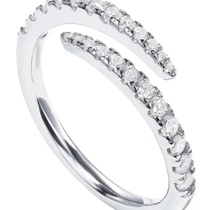 Stylish Women’s Opening Ring with Shiny Cubic Zirconia Brass Jewelry