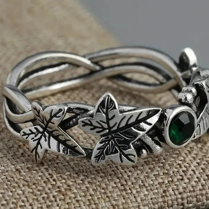 Retro Leaf Ivy Ring Women Acrylic Zinc Alloy European American Style