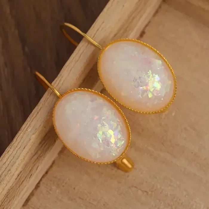 Gold Hoop Earrings White Gemstone Drop Earrings Women's Luxury Wedding Jewelry Gifts