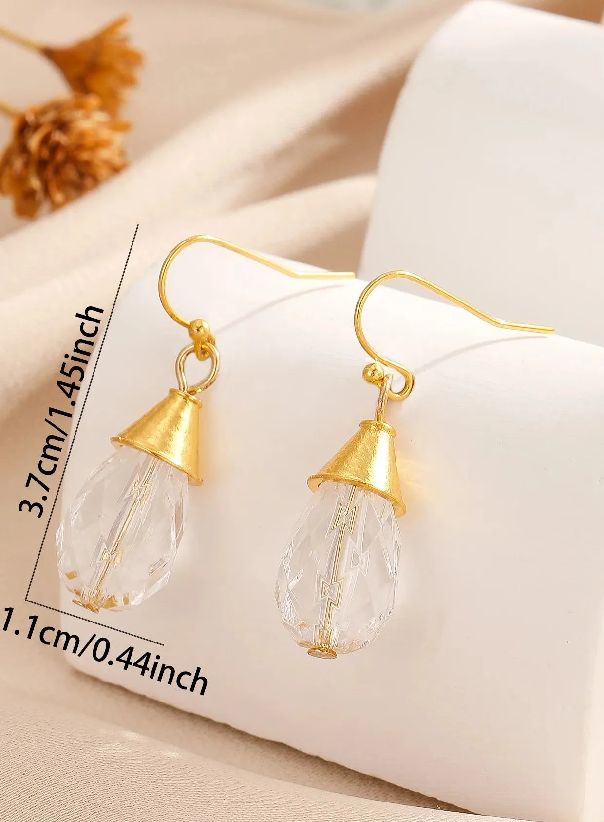 Honeycomb Imitation Crystal Ball Drop Earrings Zinc Alloy Jewelry Gift for Women