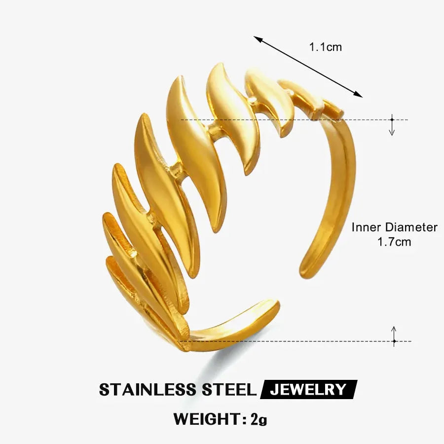 18K Gold Plated Stainless Steel Women's Vintage Geometric Cocktail Ring Jewelry