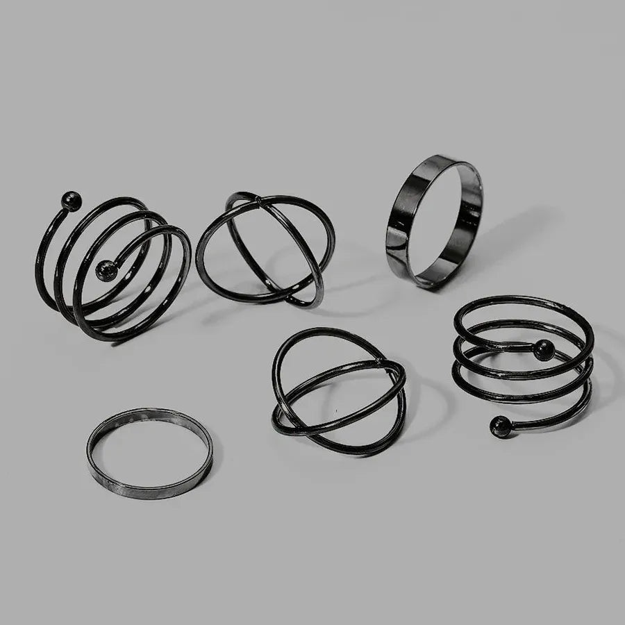 Vintage Black Punk Hollow Round Couples Rings with Cross Symbol Jewelry Gifts
