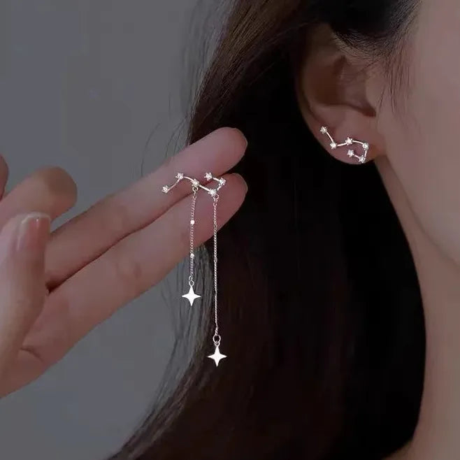 Elegant Light Luxury Long Tassel Copper Earrings Women Geometric Drop Design