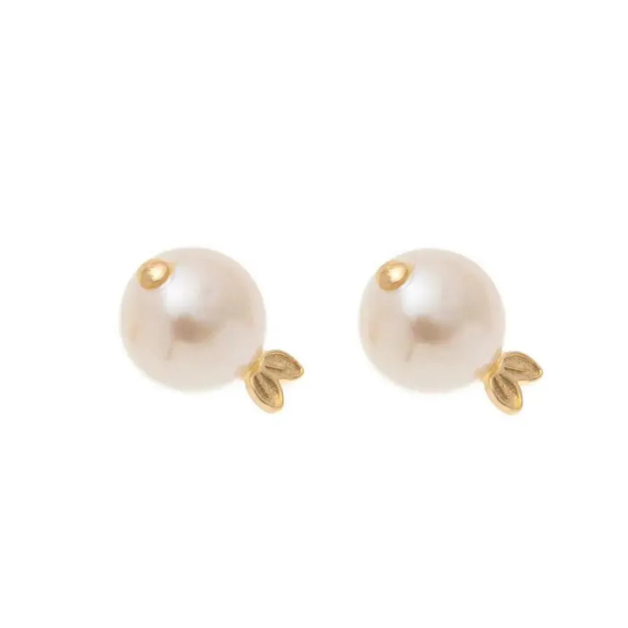 Geometric Chunky Pearl Fish Stud Earrings for Women Girls Waterproof Jewelry