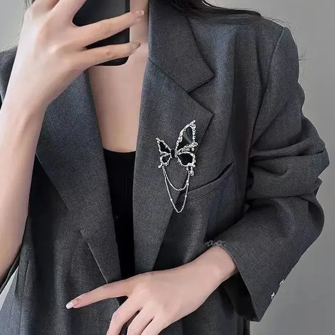 Geometric Star Metal Brooch Tassel Pin Punk Fashion Jewelry Gift Women