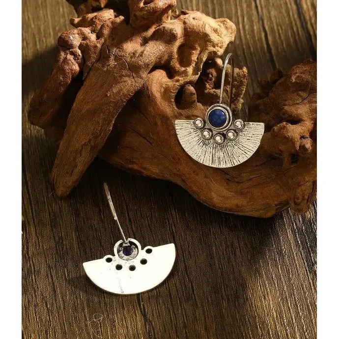 Vintage Fan-Shaped Flower Wreath Zinc Alloy Earrings for Women Daily Jewelry
