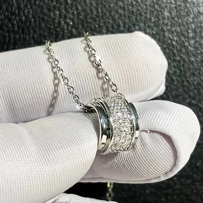 Rotatable Cubic Zirconia Bead Pendant Necklace for Women Wedding Party