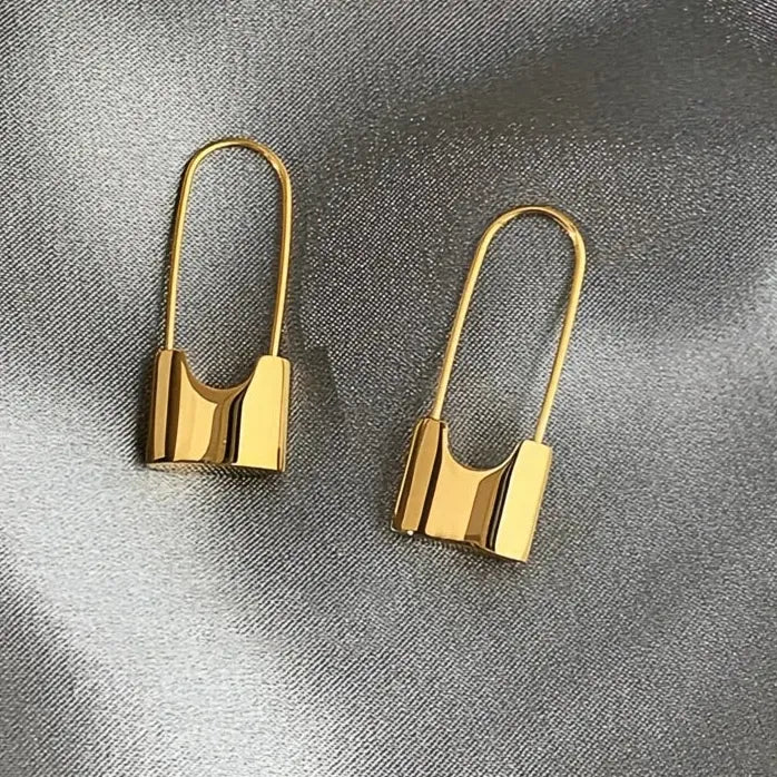 Chic Geometric Lock Drop Earrings for Women Silver Gold Plated Y2K Jewelry