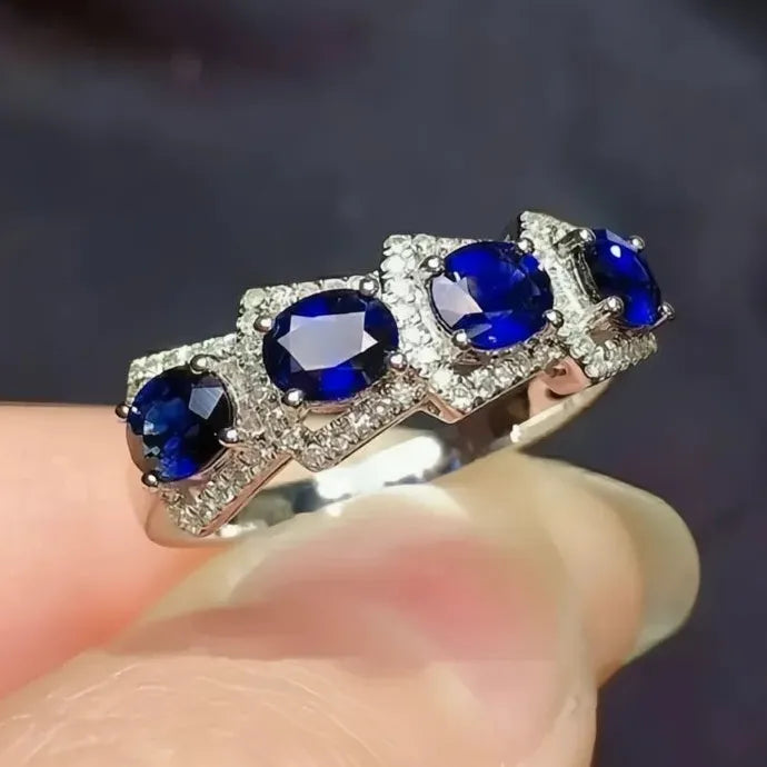 Luxury Oval Blue Cubic Zirconia Women’s Brass Wedding Band 2023 Silver Style