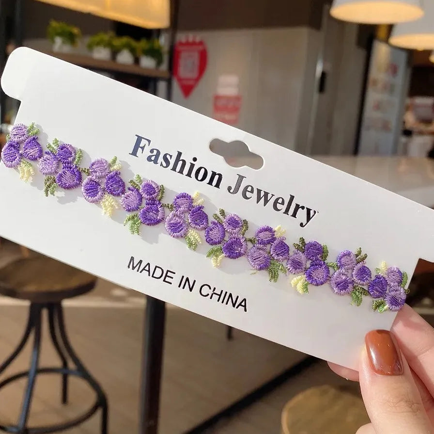 Lace Embroidery Flower Choker Necklace for Women Girls Fashion Accessory