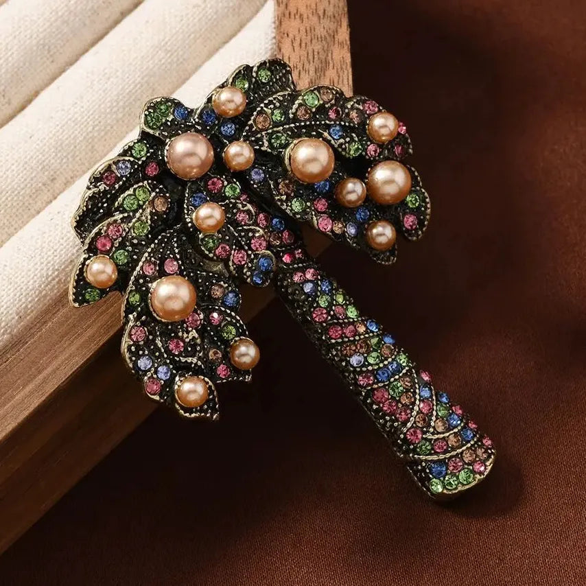 Luxury Coconut Tree Brooch Pin Classic Style Gift for Women Men