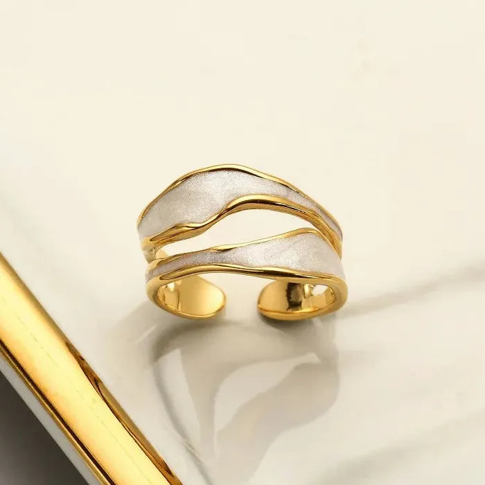 Adjustable Retro Gold Double Oil Drip Ring for Women 2025 Trendy Jewelry