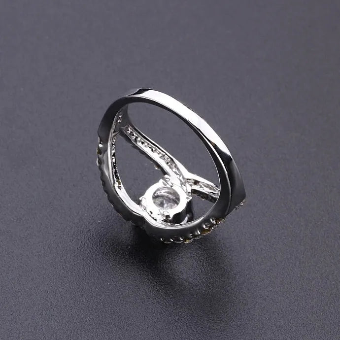 Women’s Zinc Alloy Crystal Eternity Wedding Engagement Ring Fashion Jewelry
