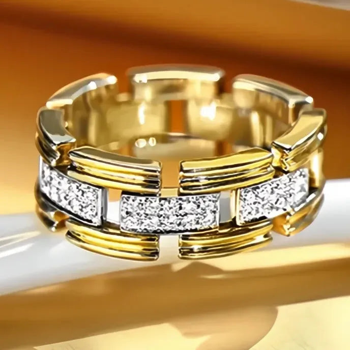 Fashion Geometric Cubic Zirconia Brass Rings for Women Chic Party Engagement Jewelry