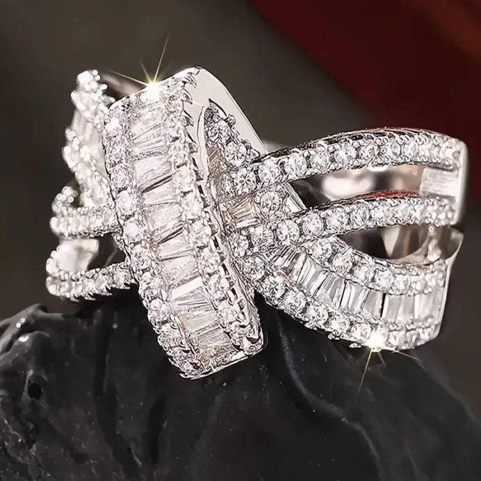 Elegant Bowknot Women’s Cubic Zirconia Brass Cocktail Wedding Ring