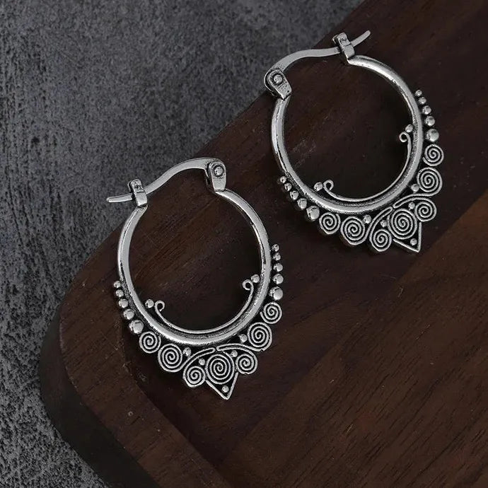 Vintage Hypoallergenic Zinc Alloy Needle Hoop Earrings Boho Jewelry for Men Women