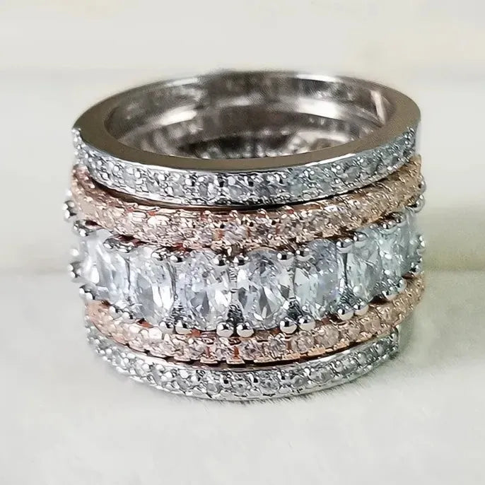 Noble Elegant Wide Cubic Zirconia Rings for Women Chic Fashion Party Jewelry
