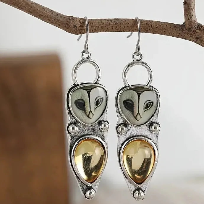 Silver Color Women's Dangle Earrings with Shiny CZ Stone Resin Drop Jewelry Gift